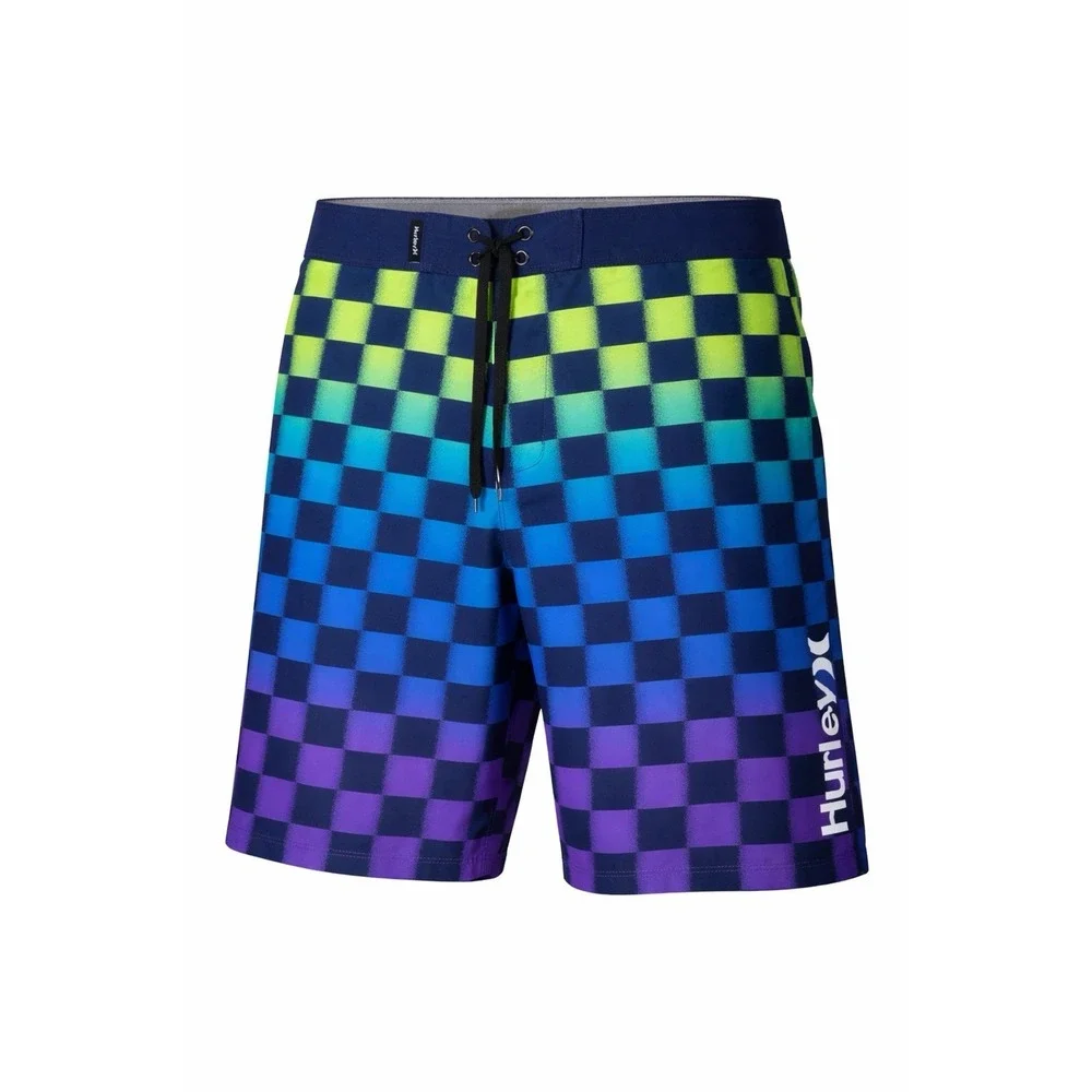 Hurley Board Shorts Mens 20x30 Blue Green Purple Checkered Swim Trunks‎